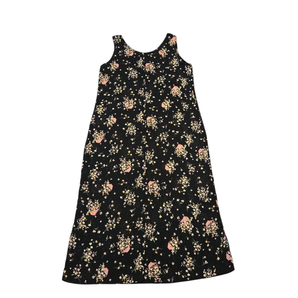 Vintage 70s Floral Sleeveless Maxi Dress Small